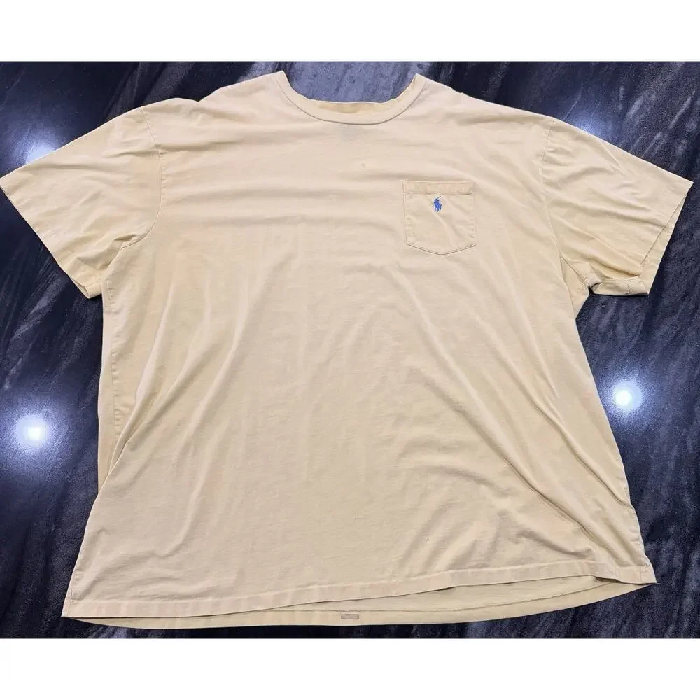 Polo Ralph Lauren Soft Yellow T Shirt 4XLT Big Tall Yellow Pony Cotton Tee